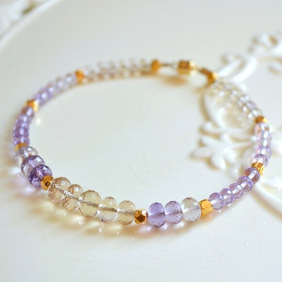 Ametrine Beaded Bracelet with Gold Magnetic Clasp - Hand Made in Canada - Picture 9 of 9